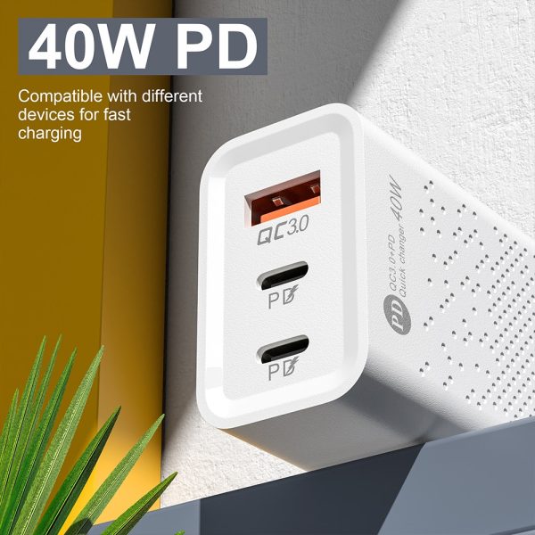 Quick Charge 3.0 60W USB Type C Charger 3 Port PD Phone Charger Adapter For IPhone Samsung Xiaomi Huawei EU/US Plug Wall Charger - Image 2