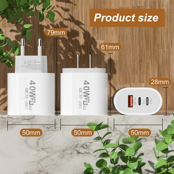 Quick Charge 3.0 60W USB Type C Charger 3 Port PD Phone Charger Adapter For IPhone Samsung Xiaomi Huawei EU/US Plug Wall Charger - Image 5