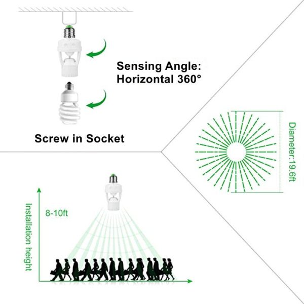 E27 Motion Sensor Light Switch 100-240V Motion Detector E27 Base Lamp Holder With Light Control Smart Switch Bulb Socket Adapter - Image 2