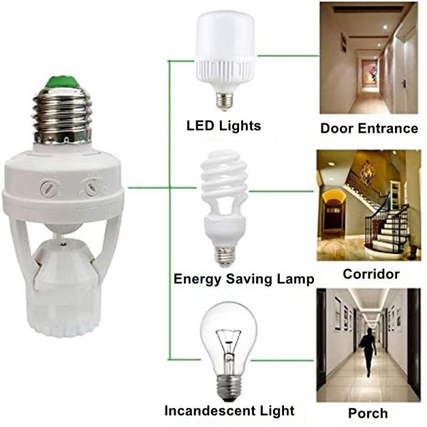 E27 Motion Sensor Light Switch 100-240V Motion Detector E27 Base Lamp Holder With Light Control Smart Switch Bulb Socket Adapter - Image 5