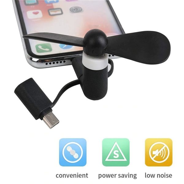 For Samsung Travel For IPhone 3in1 Portable Phone Fan Mini Mobile Phone Cooler - Image 3