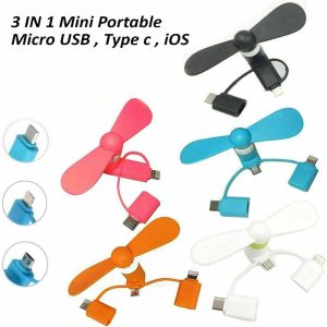 For Samsung Travel For IPhone 3in1 Portable Phone Fan Mini Mobile Phone Cooler